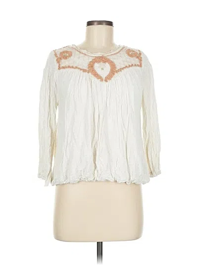 Pre-owned Free People 3/4 Sleeve Blouse In White