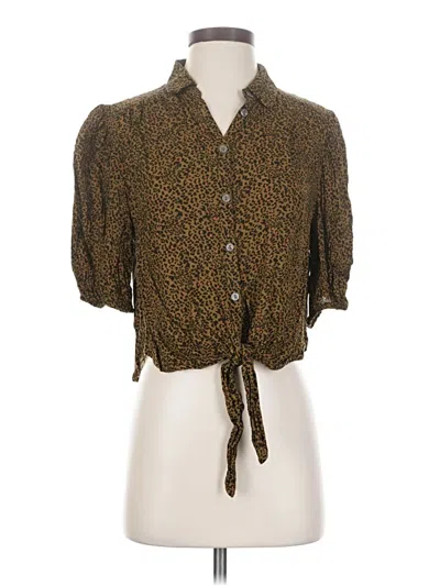 Pre-owned Free People 3/4 Sleeve Button Down Shirt In Brown