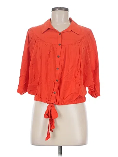 Pre-owned Free People 3/4 Sleeve Button Down Shirt In Orange