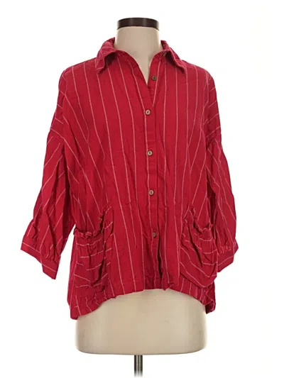 Pre-owned Free People 3/4 Sleeve Button Down Shirt In Red