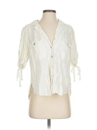 Pre-owned Free People 3/4 Sleeve Button Down Shirt In White