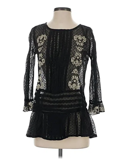 Pre-owned Free People 3/4 Sleeve Top Black Boatneck Tops