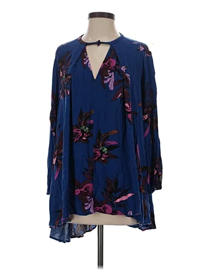 Pre-owned Free People 3/4 Sleeve T-shirt In Blue