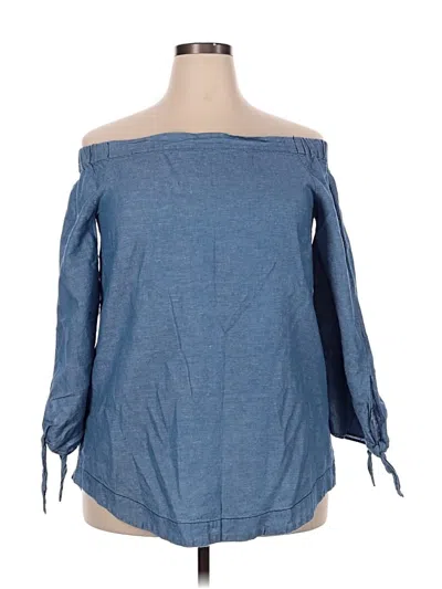 Pre-owned Free People 3/4 Sleeve T-shirt In Blue