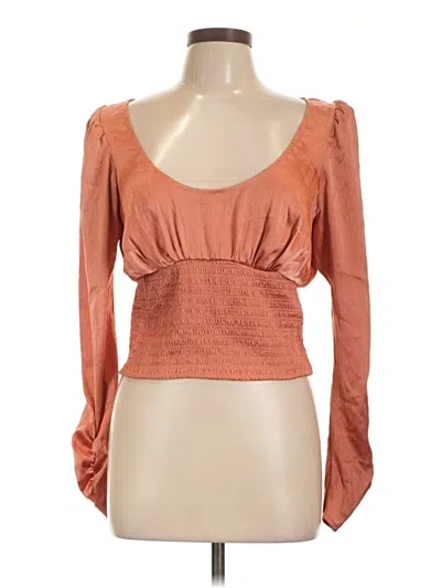 Pre-owned Free People 3/4 Sleeve T-shirt In Orange