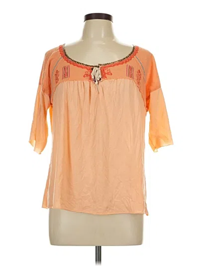 Pre-owned Free People 3/4 Sleeve T-shirt In Orange