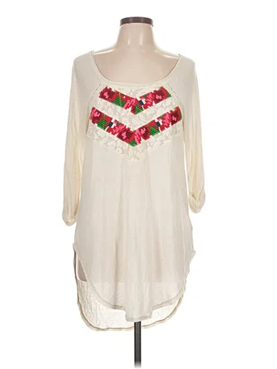 Pre-owned Free People 3/4 Sleeve T-shirt In White
