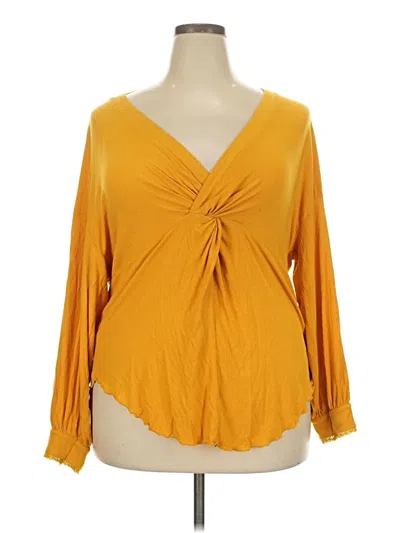 Pre-owned Free People 3/4 Sleeve T-shirt In Yellow