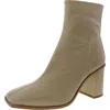 Free People 4433419 Womens Zipper Leather Ankle Boots In Beige