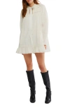 Free People 5 O'clock Tea Time Long Sleeve Cotton Babydoll Minidress In Multi