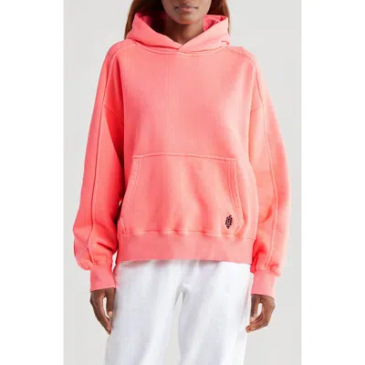 Free People A Cut Above Cotton Hoodie In Pastel Peach