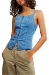 Free People A Moment In Time Denim Vest In Blue