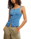 Free People A Moment In Time Denim Vest In Medium Wash