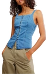 Free People A Moment In Time Denim Vest In Medium Wash