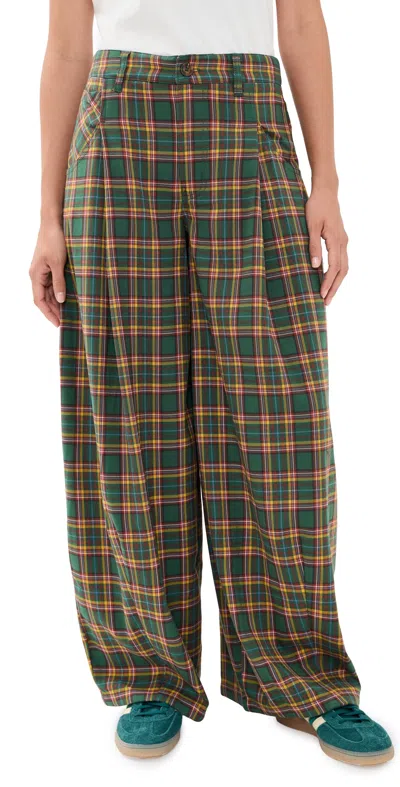 Free People About It Baggy Trousers Green Combo