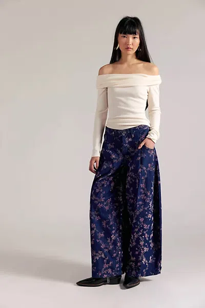 Free People About That Baggy Trouser Jean In Flocked Meadow Floral In Multi