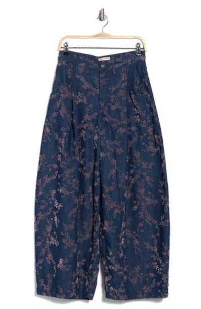 Free People About That Baggy Jean In Flocked Meadow In Blue