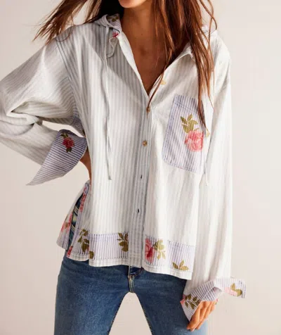 Free People About To Slide Hoodie Shirt In Blue Combo In Multi