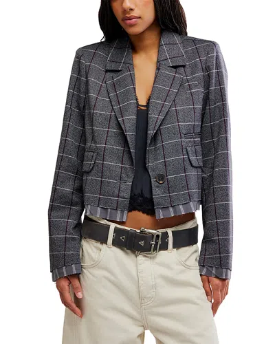 Free People Academia Windowpane Blazer In Blue