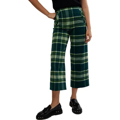 Free People Acadia Plaid Crop Pants In Green Combo