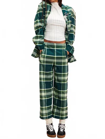 Free People Acadia Trouser In Green Combo