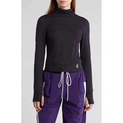 Free People Acclimate Jacquard Turtleneck Pullover In Black Animal Combo