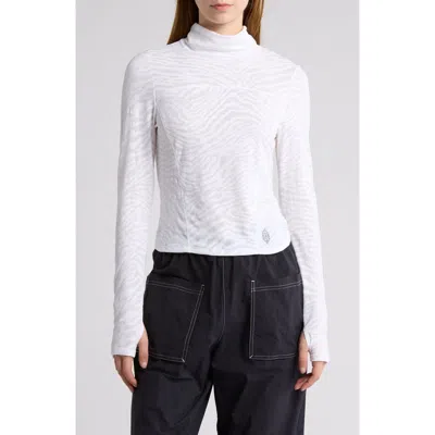 Free People Acclimate Jacquard Turtleneck Pullover In White Animal Combo
