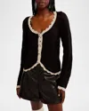 Free People Adelene Cardigan In Black Cream Combo