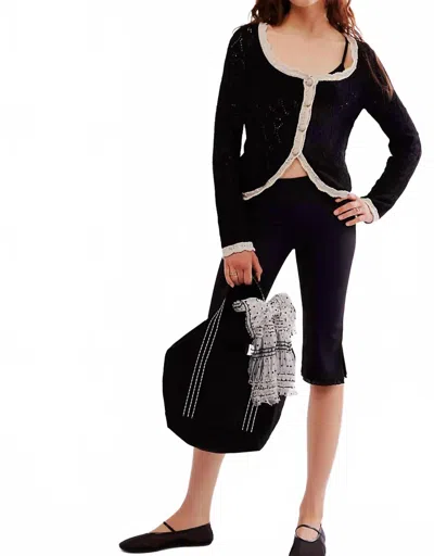 Free People Adelene Long Sleeve Cardigan In Black Cream Combo