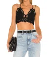 Free People Womens Black Adella Floral-embroidered Stretch-cotton Bralette Top S In Black