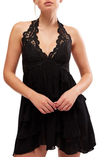 Free People Adella Halter Nightgown In Black