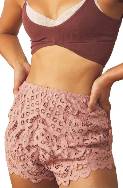 Free People Adella Lace Shorts In Pink