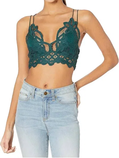 Free People Adella Longline Lace Bralette In Dark Army In Green