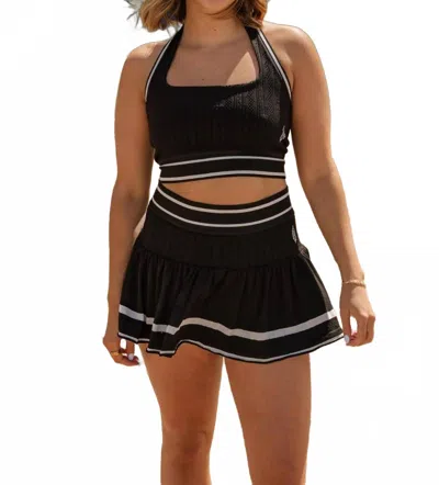 Free People Advantage Halter Neck Crop Top And Mini Skirt Set In Black