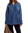 Free People After Hours Denim Top In Montauk Wash In Blue