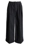 Free People After Love Roll Cuff Wide Leg Pants In Black