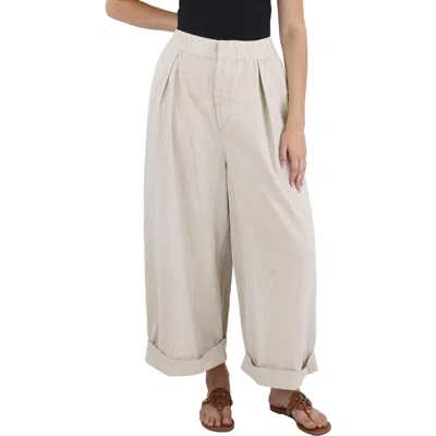 Free People After Love Womens High Rise Cuffed Wide Leg Pants In Neutral