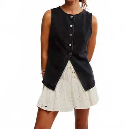 Free People Aimee Denim Vest In Black