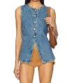 Free People Womens Ultra Light Beam Aimee Round-neck Denim Vest In Multi