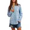 Free People Airbrushed Blossom Denim Shirt