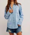 Free People Airbrushed Denim Top In Blue