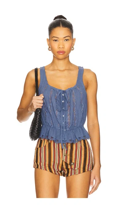 Free People Alana Lace Tank In Blue