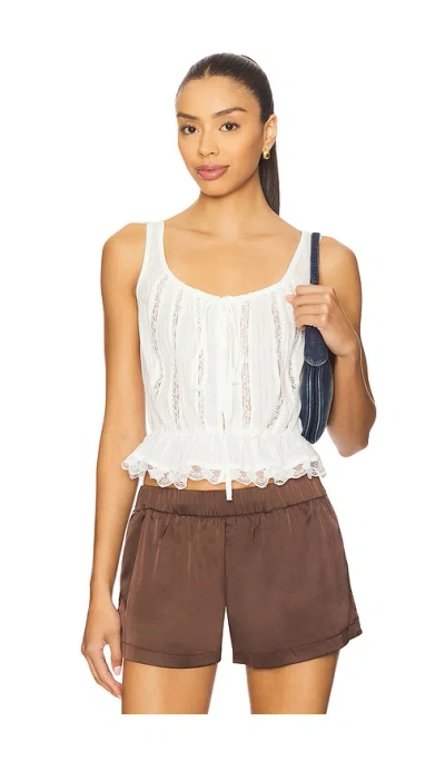 Free People Alana Lace Tank In White