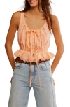 Free People Alana Lace Trim Peplum Top