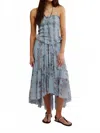 Free People Alejandra Floral Tiered Chiffon Midi Dress In Blue