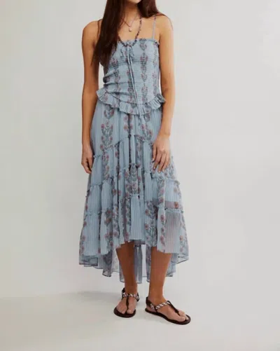 FREE PEOPLE ALEJANDRA MIDI DRESS IN SOFT BLUE COMBO