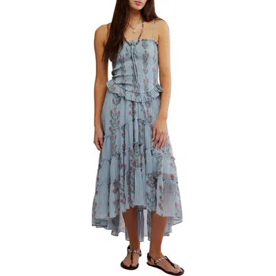 Free People Alejandra Smocked Bodice Tiered Sundress In Blue