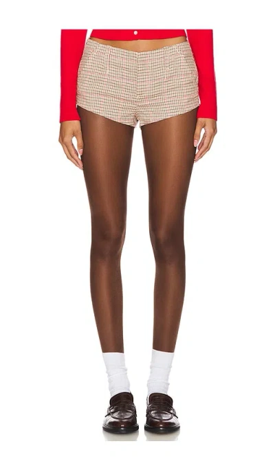 Free People Alessia Micro Short In Tan & Red Combo