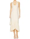 Free People Alix Halter Midi Dress In Bleached Sand In Multi