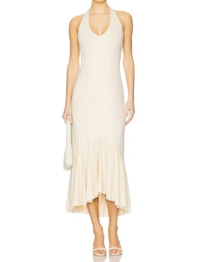 Free People Alix Halter Midi Dress In Bleached Sand In Multi
